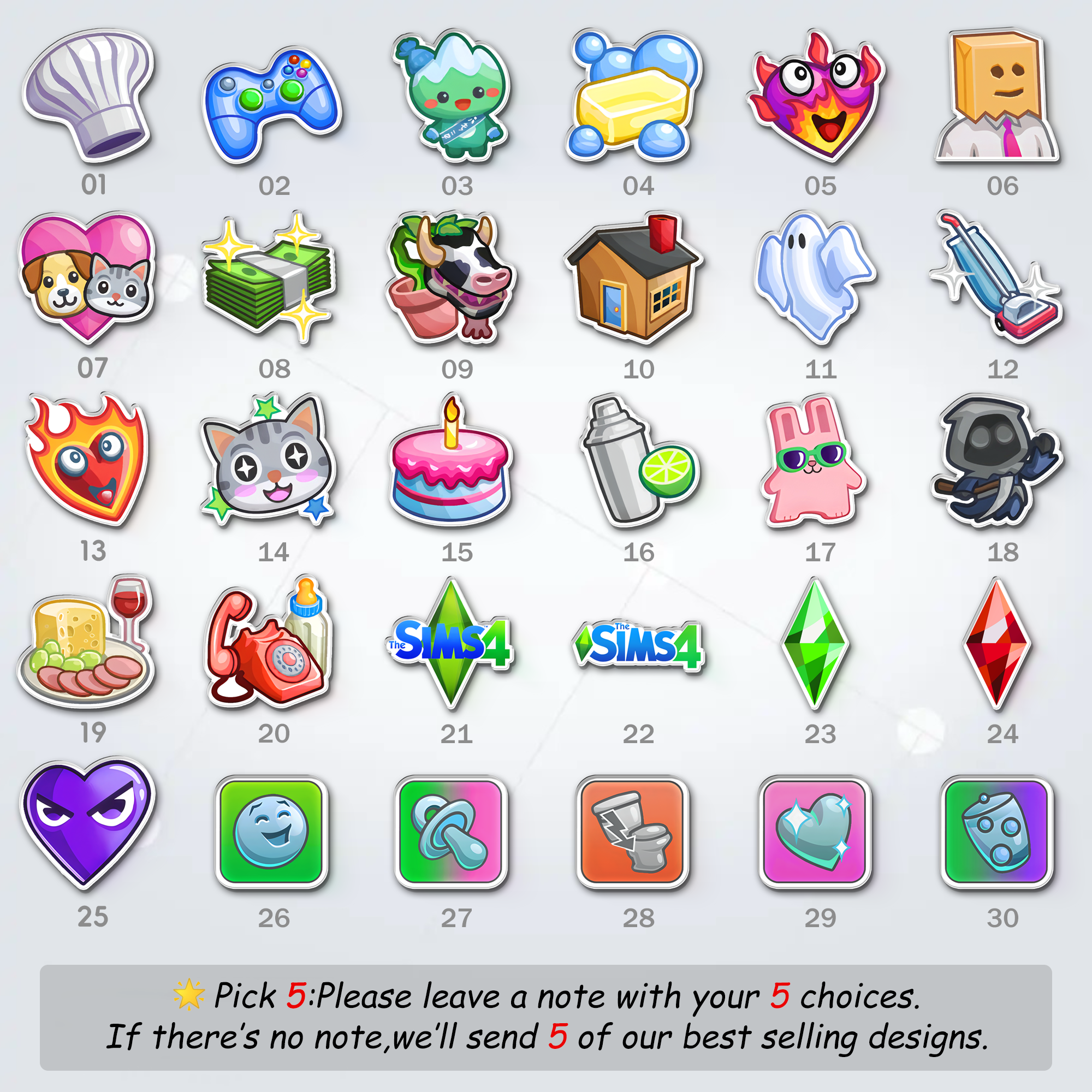 Fridge Magnet Set (Pick 5 – Please leave a note with your choices)