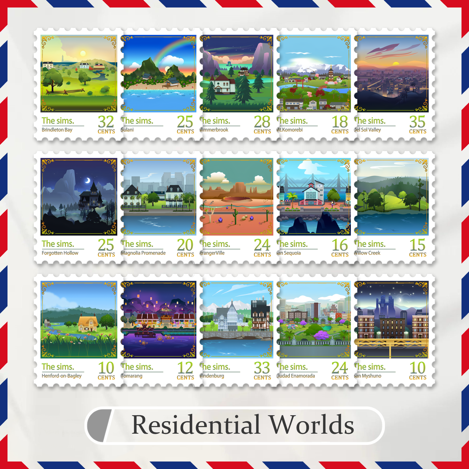 Stamp Stickers: Residential Worlds (15 Pcs)