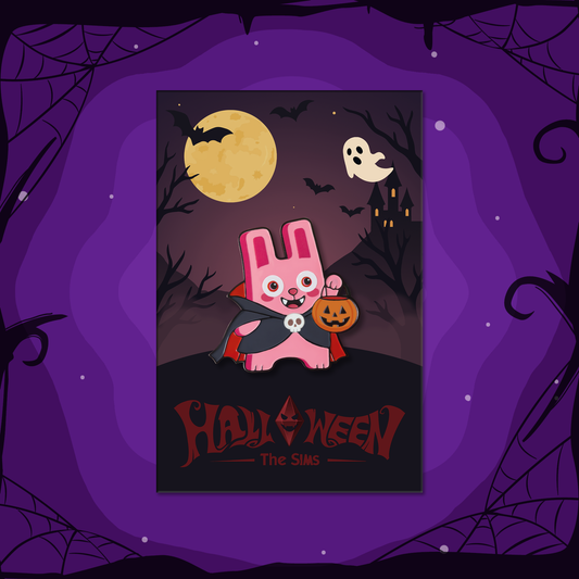Halloween Freezer Bunny Vampire Pin