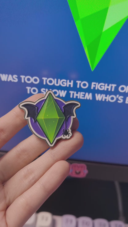 Halloween Plumbob Bat & Spider Pin