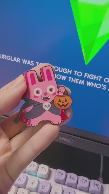 Halloween Freezer Bunny Vampire Pin